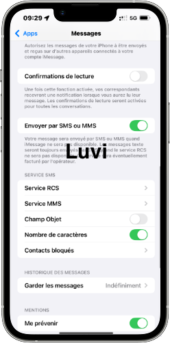 comment désactiver lu iPhone confirmation de lecture