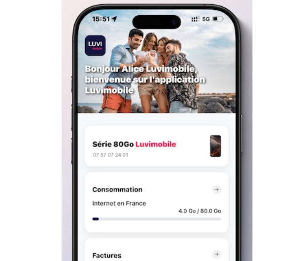 Accueil application Luvimobile réseau Orange